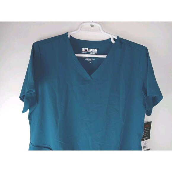 GREY'S ANATOMY Women's Blue Three Pocket  Scrub Top size 2XL - Picture 6 of 10